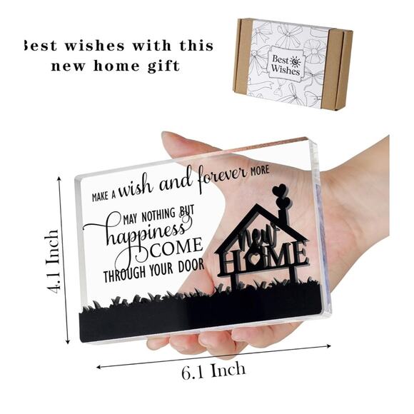 Acrylic New Home Plaque - "May Nothing But Happiness Come Through Your Door" - Picture 3 of 3